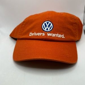 Volkswagon VW Orange Hat Cap Flex Fitted Drivers Wanted Logo Promo